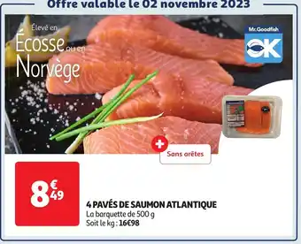 Auchan 4 PAVÉS DE SAUMON ATLANTIQUE aanbieding