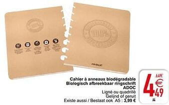 Cahier à anneaux biodégradable biologisch afbreekbaar ringschrift adoc