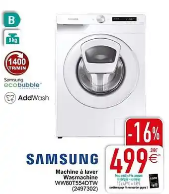 Cora Samsung machine à laver wasmachine ww80t554dtw aanbieding
