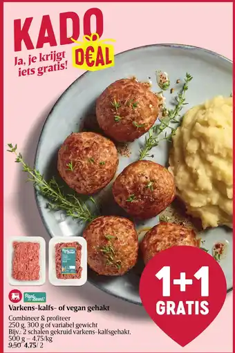 Delhaize Varkens-kalfs- of vegan gehakt aanbieding