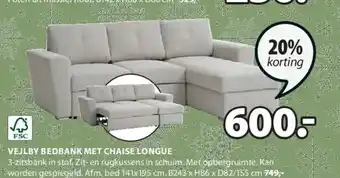 Jysk Vejlby bedbank met chaise longue aanbieding