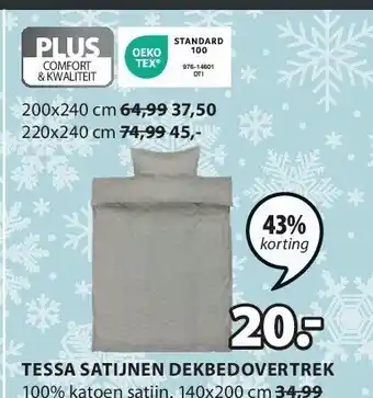 Jysk Tessa satijnen dekbedovertrek aanbieding