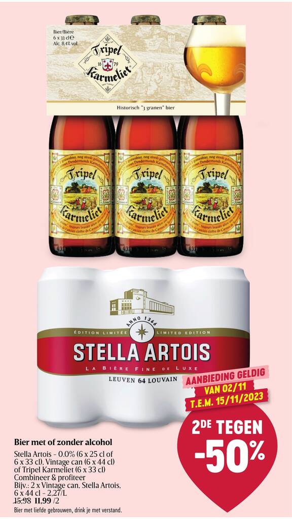 Bier met of zonder alcohol promotie bij Delhaize