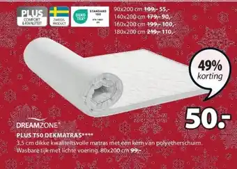 Jysk Plus t50 dekmatras aanbieding