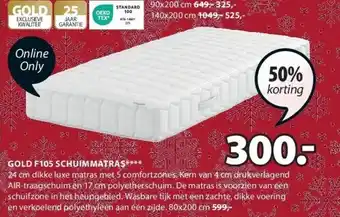 Jysk Gold f105 schuimmatras aanbieding
