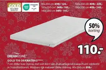 Jysk Gold t50 dekmatras aanbieding