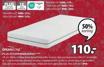 Jysk Plus s15 springmatras aanbieding
