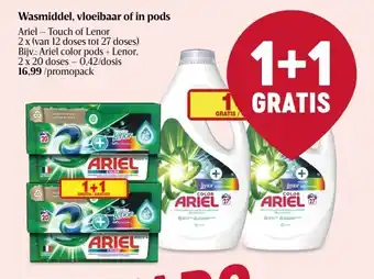 Delhaize Wasmiddel, vloeibaar of in pods Ariel - Touch of Lenor aanbieding