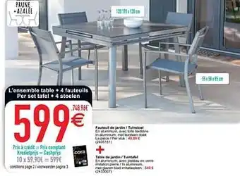 Fauteuil de jardin - tuinstoel + table de jardin - tuintafel