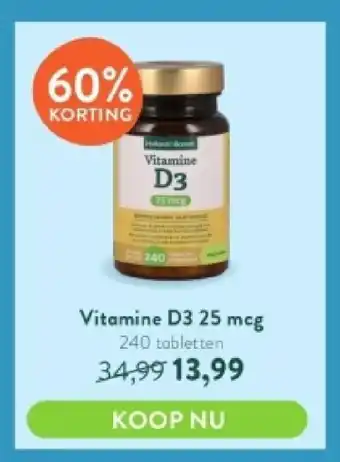 Holland & Barrett Vitamine d3 25 mcg aanbieding