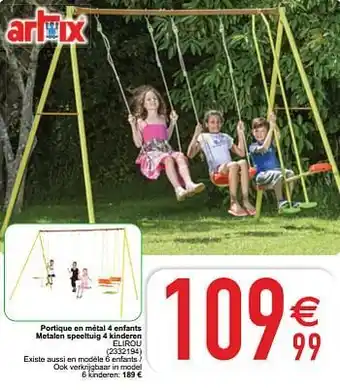 Cora Portique en métal 4 enfants metalen speeltuig 4 kinderen elirou aanbieding