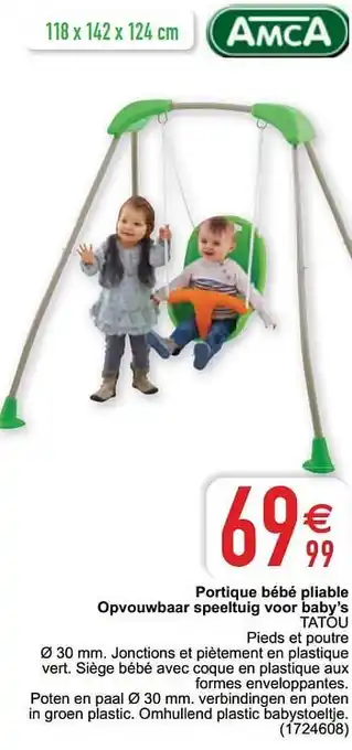 Cora Portique bébé pliable opvouwbaar speeltuig voor baby`s tatou aanbieding