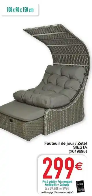 Cora Fauteuil de jour - zetel siesta 108x90x150 cm aanbieding