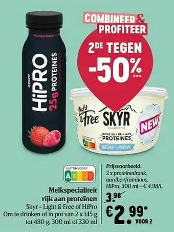 Delhaize Proteïnedrank, aardbei-framboos, hipro aanbieding