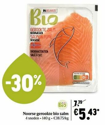 Delhaize Noorse gerookte bio zalm aanbieding