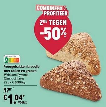 Delhaize Voorgebakken broodje met zaden en granen aanbieding