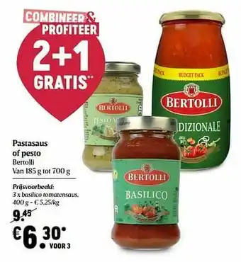Delhaize Bertolli basilico tomatensaus aanbieding