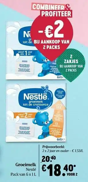 Delhaize Groeimelk nestlé 2 jaar en ouder aanbieding