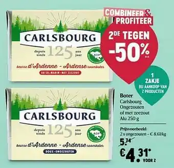 Delhaize Boter carlsbourg ongezouten aanbieding