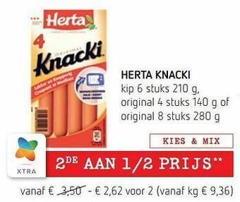 Spar Colruyt Herta knacki kip of original aanbieding