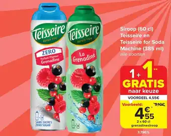 Carrefour Market Siroop (60 cl) Teisseire en Teisseire for Soda Machine (385 ml) aanbieding