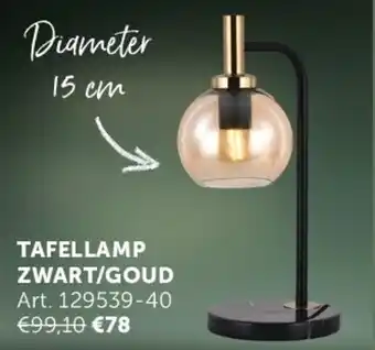 Zelfbouwmarkt TAFELLAMP ZWART/GOUD aanbieding