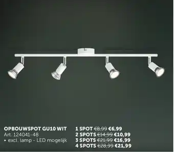 Zelfbouwmarkt OPBOUWSPOT GU10 WIT 4 SPOT aanbieding