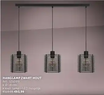 Zelfbouwmarkt HANGLAMP ZWART HOUT 18 cm aanbieding