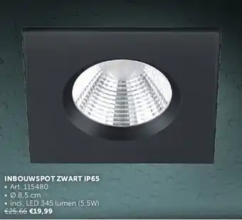 Zelfbouwmarkt INBOUWSPOT ZWART IP65 aanbieding
