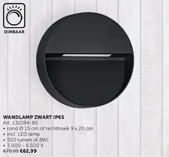 Zelfbouwmarkt WANDLAMP ZWART IP65 aanbieding