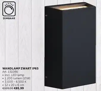 Zelfbouwmarkt WANDLAMP ZWART IP65 aanbieding