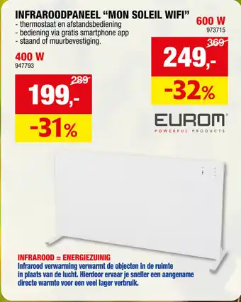 Hubo INFRAROODPANEEL "MON SOLEIL WIFI" 400 W aanbieding