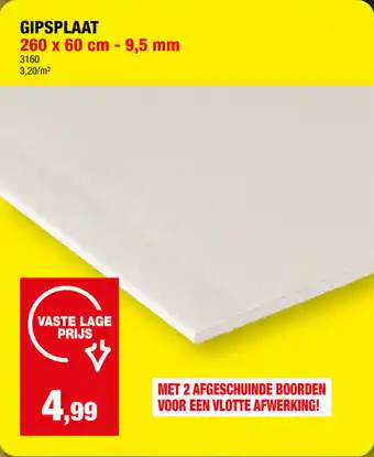 Hubo GIPSPLAAT 260 x 60 cm - 9,5 mm aanbieding
