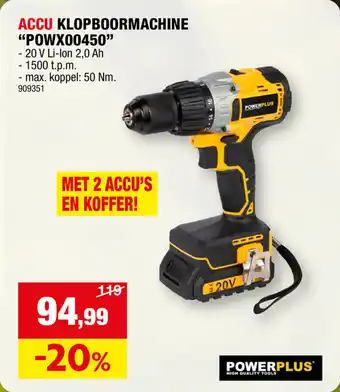 Hubo ACCU KLOPBOORMACHINE "POWX00450" aanbieding