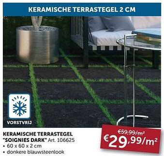 Zelfbouwmarkt Keramische terrastegel soignies dark 60x60x2 cm aanbieding