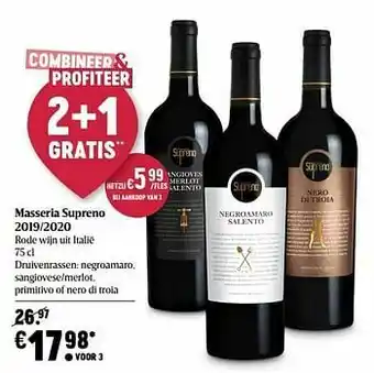 Delhaize Masseria supreno 2019-2020 rode wijn uit italië aanbieding