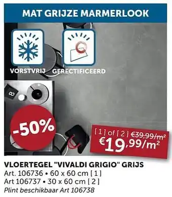 Vloertegel vivaldi grigio grijs