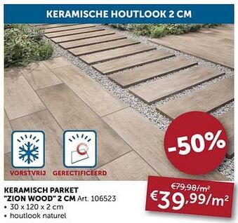 Zelfbouwmarkt Keramisch parket zion wood 2 cm aanbieding