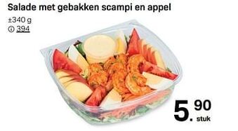 Buurtslagers Salade met gebakken scampi en appel aanbieding