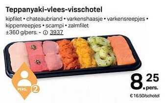 Buurtslagers Teppanyaki-vlees-visschotel aanbieding