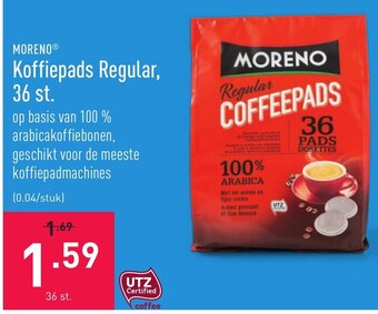 Moreno Koffiepads Regular, 36 st.
