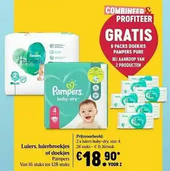 Delhaize Pampers luiers baby-dry size 4 aanbieding