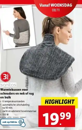 Warmtekussen voor schouders en nek of rug en buik