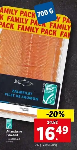 Lidl Atlantische zalmfilet aanbieding