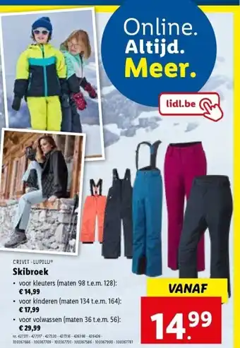 Lidl Skibroek aanbieding