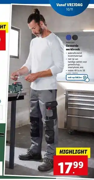 Lidl Gevoerde werkbroek aanbieding
