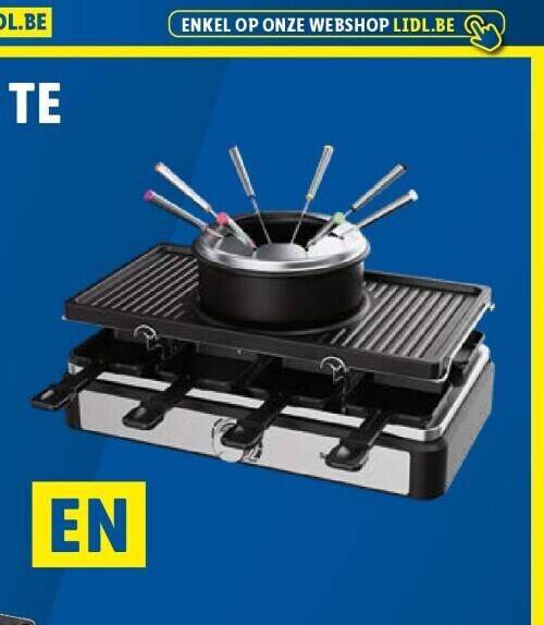Raclette, fondue en grillapparaat promotie bij Lidl
