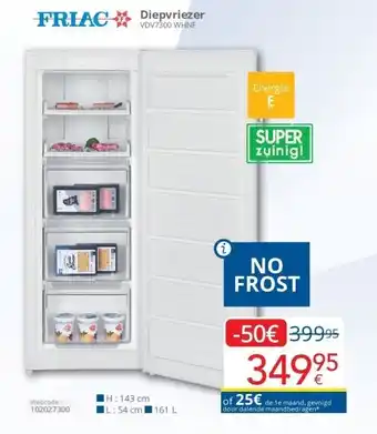 Eldi FRIAC Diepvriezer VDV7300 WHNF aanbieding