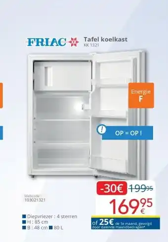 Eldi FRIAC Tafel koelkast KK 1321 aanbieding