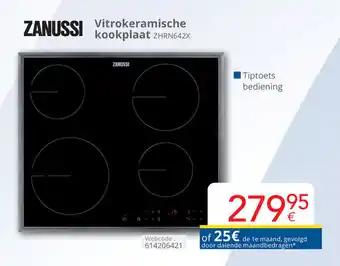 Eldi ZANUSSI Vitrokeramische kookplaat ZHRN642X aanbieding
